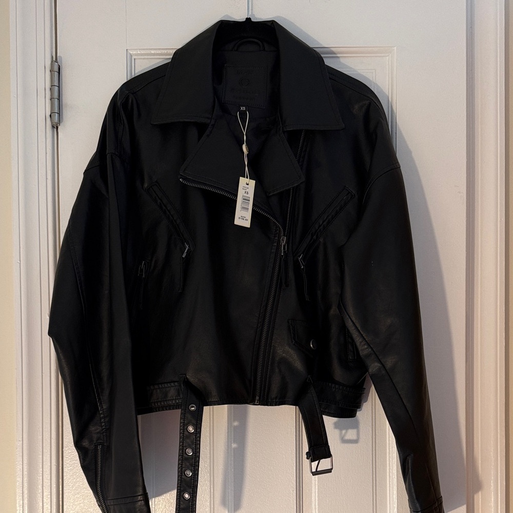 Max Studio Black Leather Jacket for Women